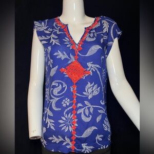 Irving and Fine for Lucky, light weight embroidered top, floral design, size XS.